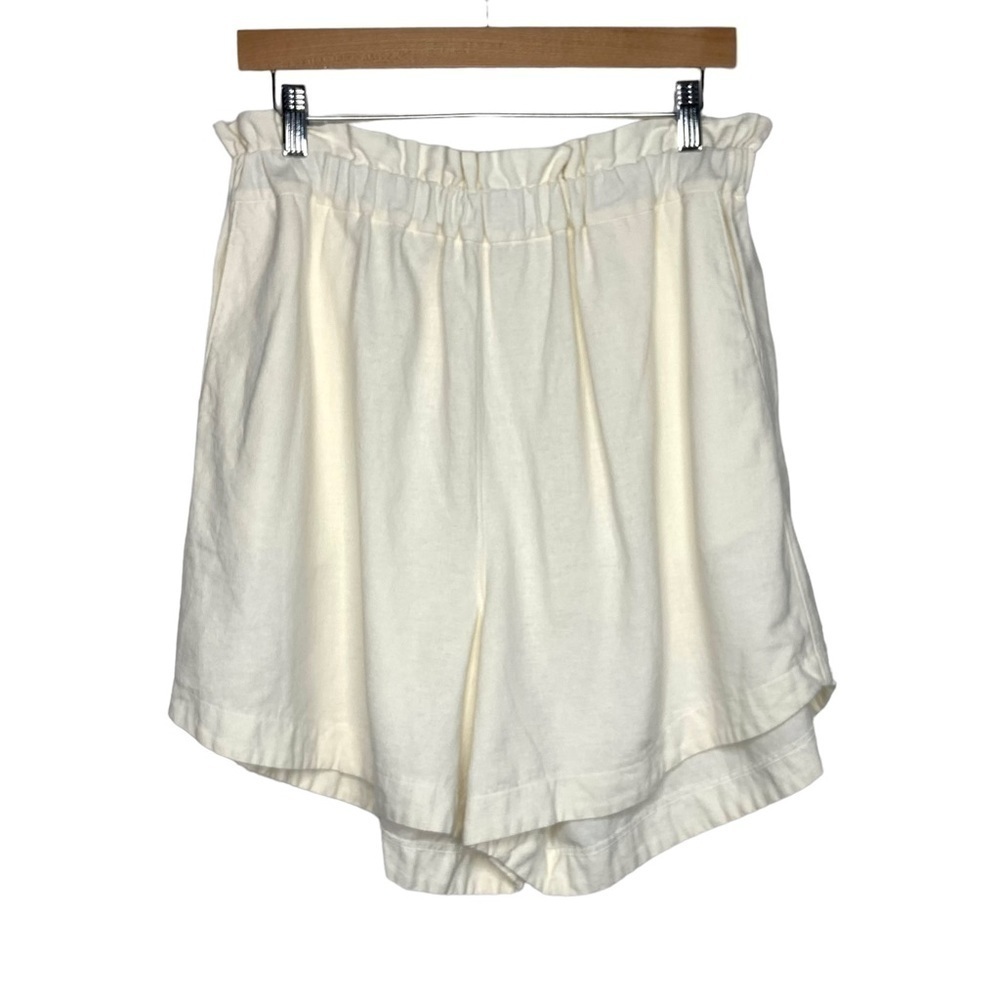 Yuki. Buttons Womans Paper Bag Waist Shorts Sz 8/10? Ivory Handmade Minimalist